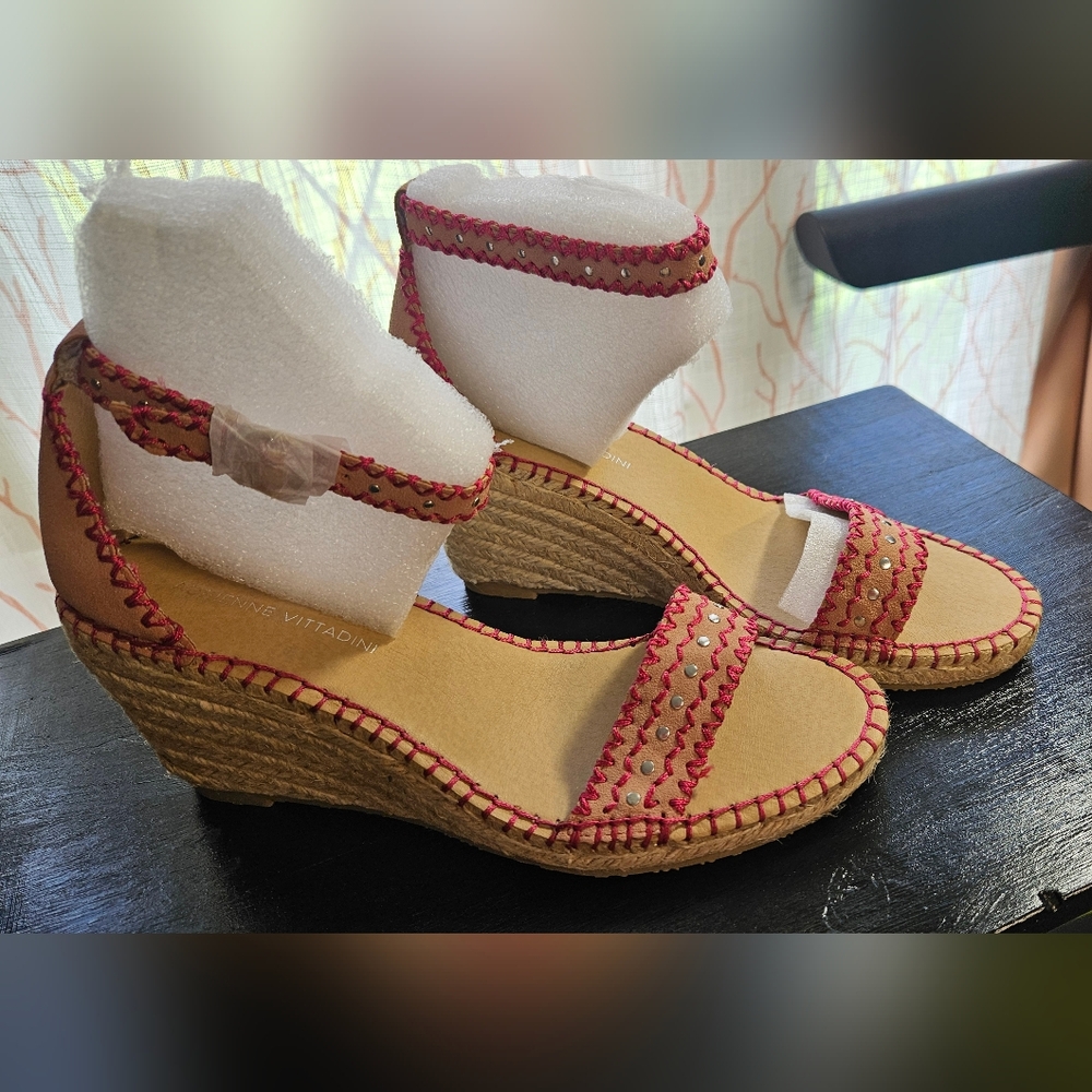 8 M Dusty Pink Charming Espadrille Wedges - Picture 4 of 10
